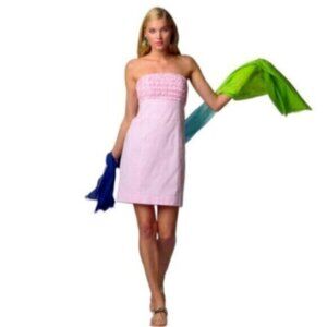 Lilly Pulitzer Pink & White Stripe Strapless Mini Dress
